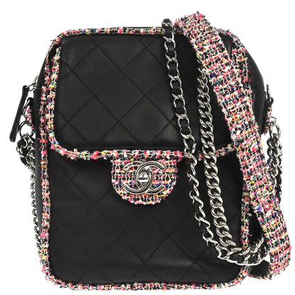 Chanel 2019 Black Tweed Lambskin Shoulder Bag