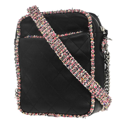 Chanel 2019 Black Tweed Lambskin Shoulder Bag
