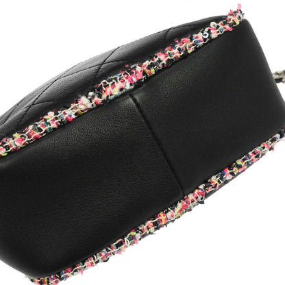 Chanel 2019 Black Tweed Lambskin Shoulder Bag