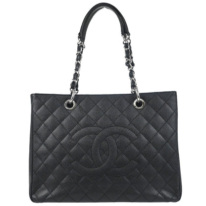 Chanel 2012 Black Caviar Skin Grand Shopping Tote GST Chain Handbag