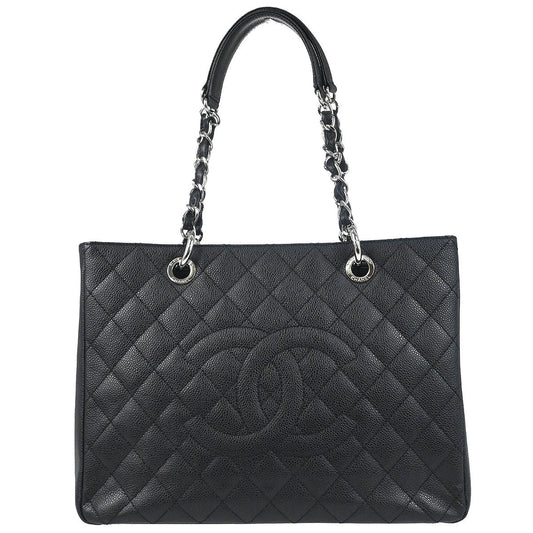 Chanel 2012 Black Caviar Skin Grand Shopping Tote GST Chain Handbag