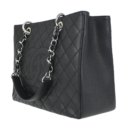 Chanel 2012 Black Caviar Skin Grand Shopping Tote GST Chain Handbag