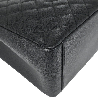 Chanel 2012 Black Caviar Skin Grand Shopping Tote GST Chain Handbag