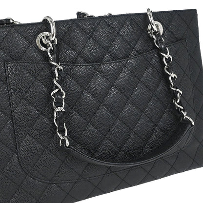 Chanel 2012 Black Caviar Skin Grand Shopping Tote GST Chain Handbag