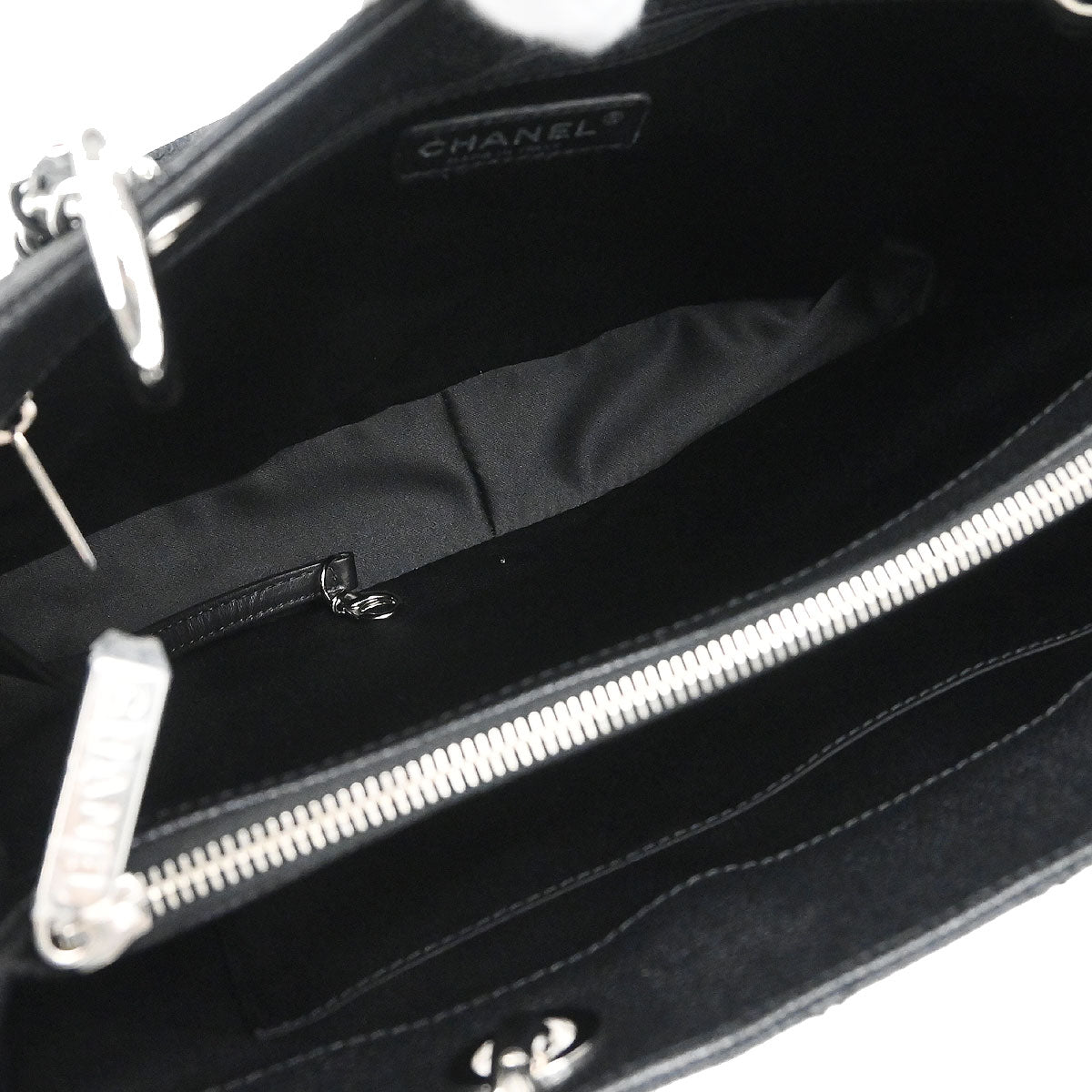 Chanel 2012 Black Caviar Skin Grand Shopping Tote GST Chain Handbag