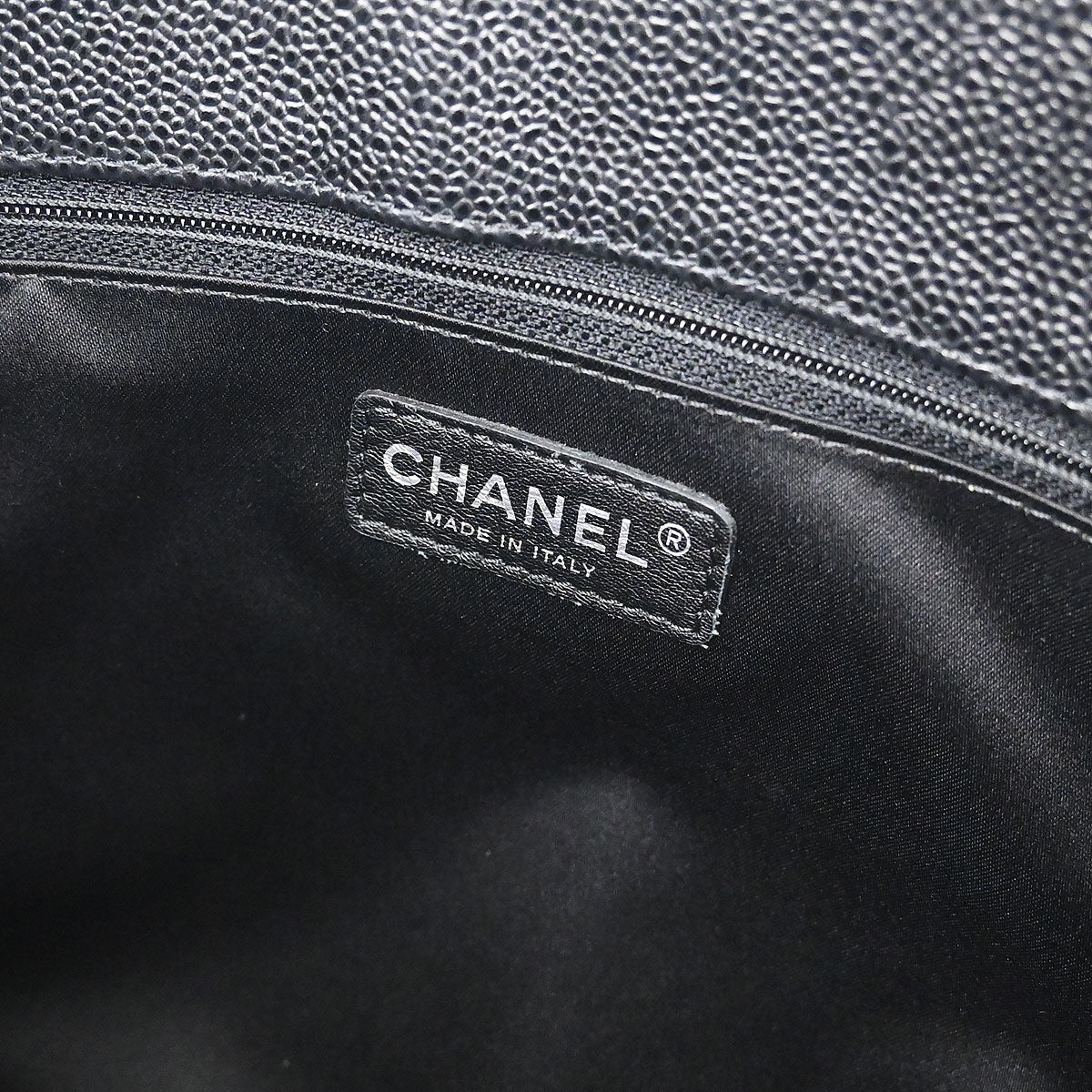 Chanel 2012 Black Caviar Skin Grand Shopping Tote GST Chain Handbag
