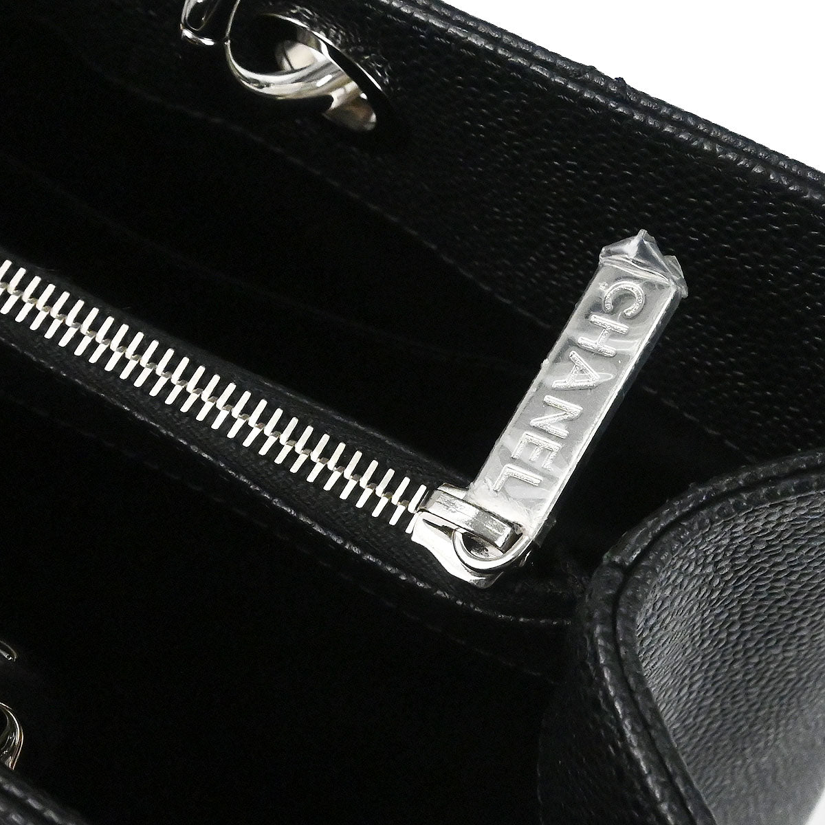 Chanel 2012 Black Caviar Skin Grand Shopping Tote GST Chain Handbag
