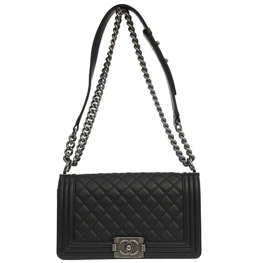 Boy Chanel Black Lambskin Medium Shoulder Bag