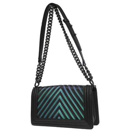 Boy Chanel Black Calfskin Chevron Medium Shoulder Bag