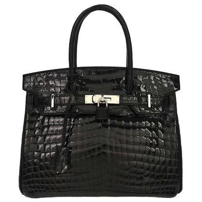Hermes * Black Niloticus Birkin 30 Handbag