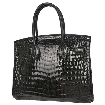 Hermes * Black Niloticus Birkin 30 Handbag