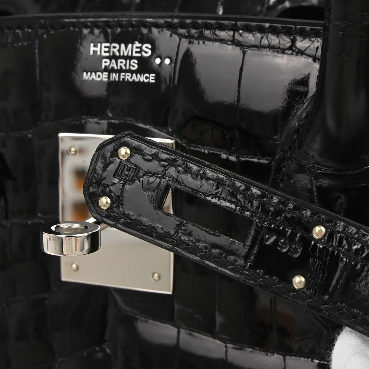 Hermes * Black Niloticus Birkin 30 Handbag