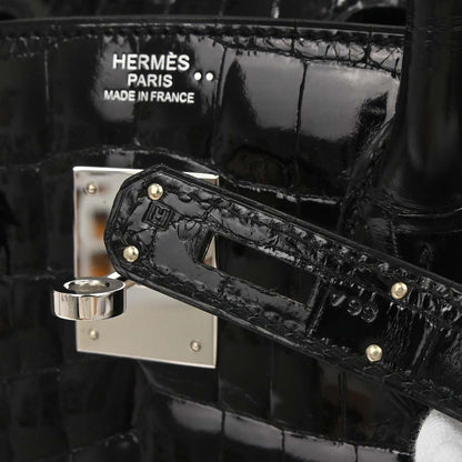 Hermes * Black Niloticus Birkin 30 Handbag