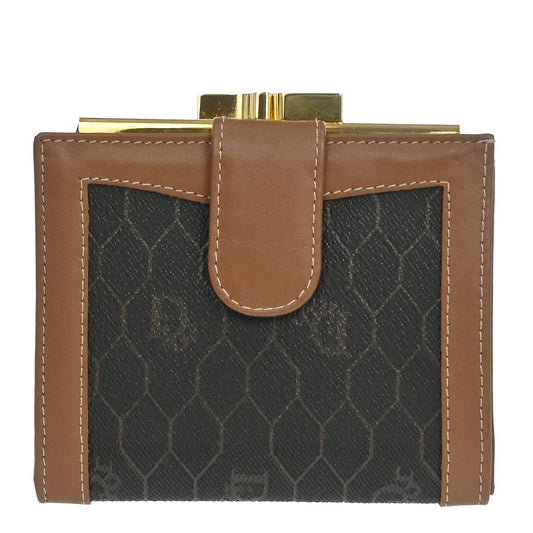 Christian Dior Black Brown Honeycomb Bifold Wallet