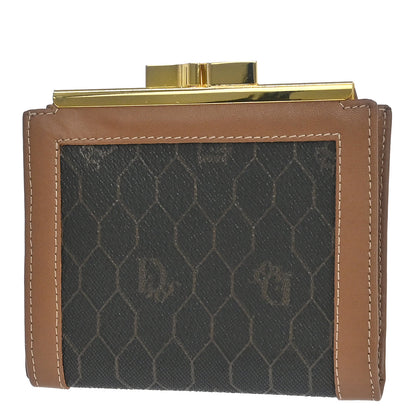 Christian Dior Black Brown Honeycomb Bifold Wallet