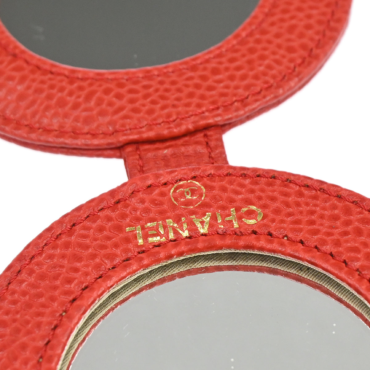 Chanel Red Caviar Skin Compact Mirror Small Good