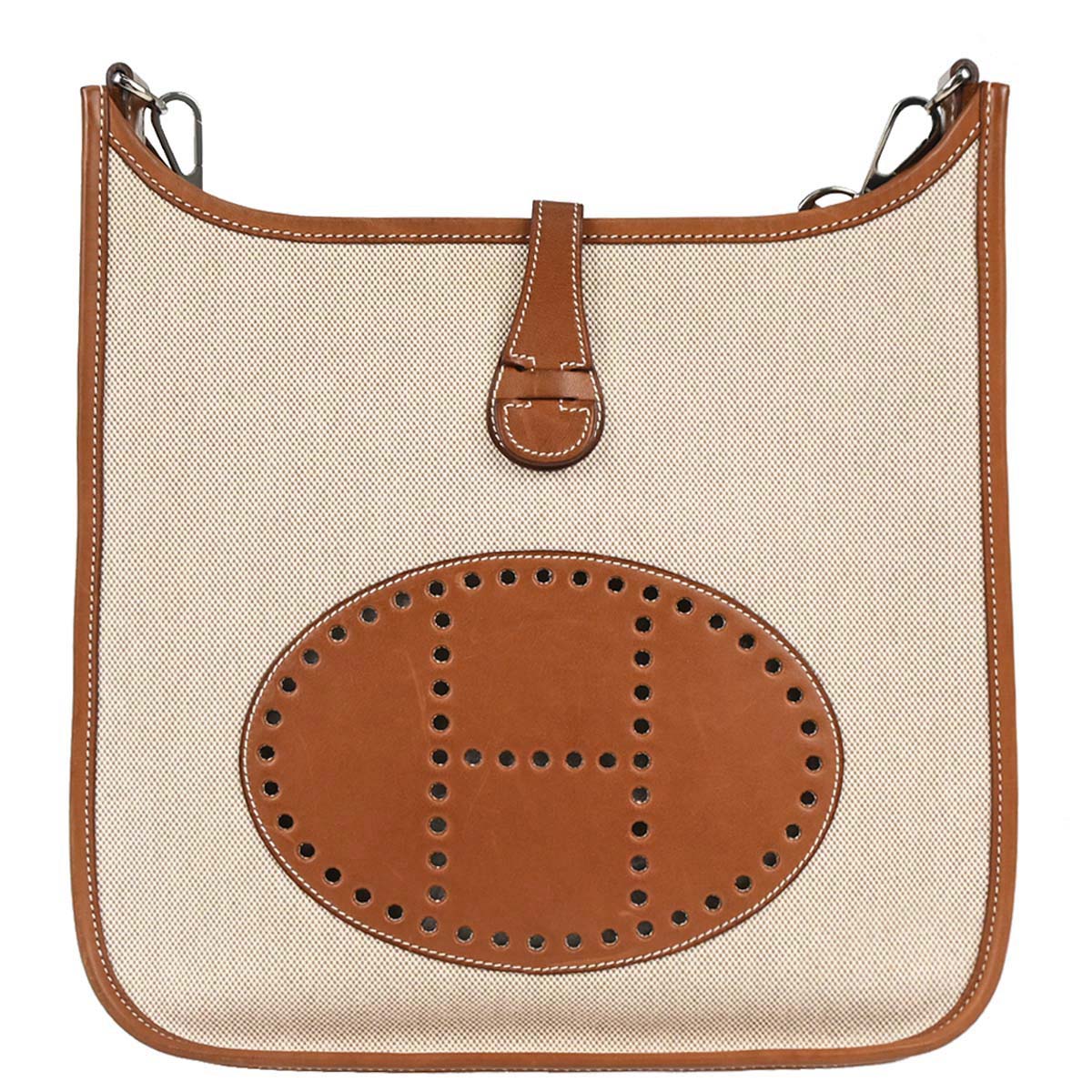 Hermes Natural Toile H Barenia Evelyne 2 PM Shoulder Bag