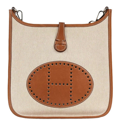 Hermes Natural Toile H Barenia Evelyne 2 PM Shoulder Bag