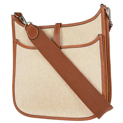 Hermes Natural Toile H Barenia Evelyne 2 PM Shoulder Bag