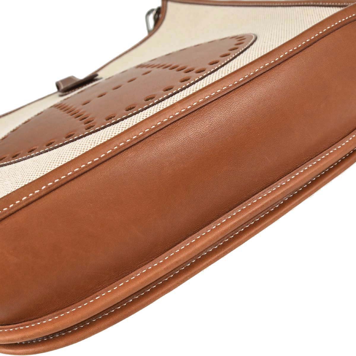 Hermes Natural Toile H Barenia Evelyne 2 PM Shoulder Bag