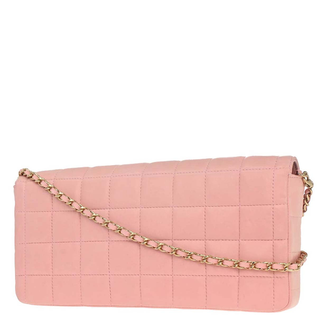 Chanel 2003-2004 Pink Lambskin Choco Bar East West Shoulder Bag