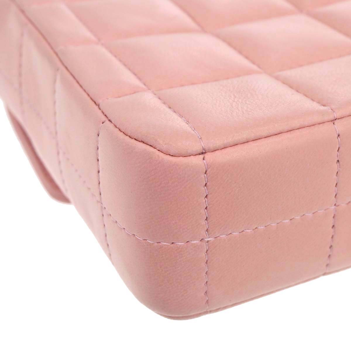 Chanel 2003-2004 Pink Lambskin Choco Bar East West Shoulder Bag