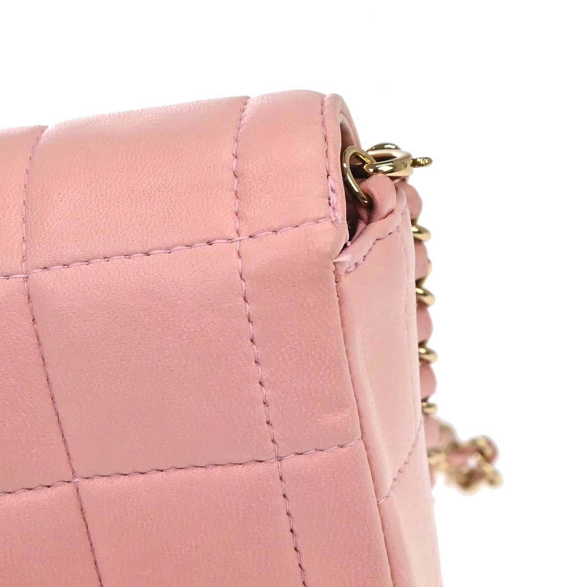 Chanel 2003-2004 Pink Lambskin Choco Bar East West Shoulder Bag