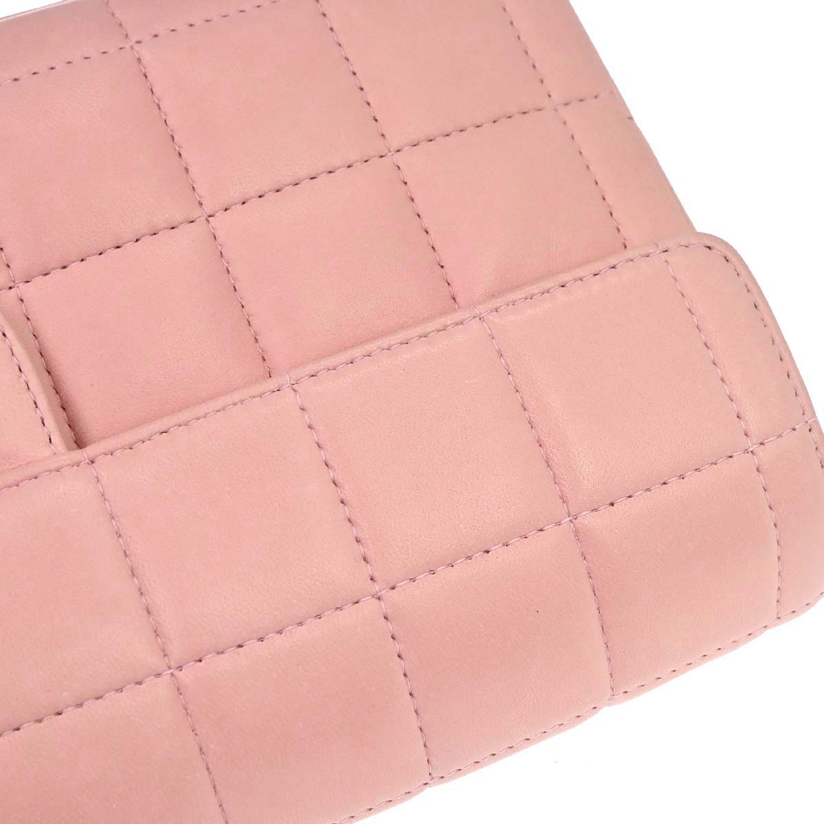 Chanel 2003-2004 Pink Lambskin Choco Bar East West Shoulder Bag