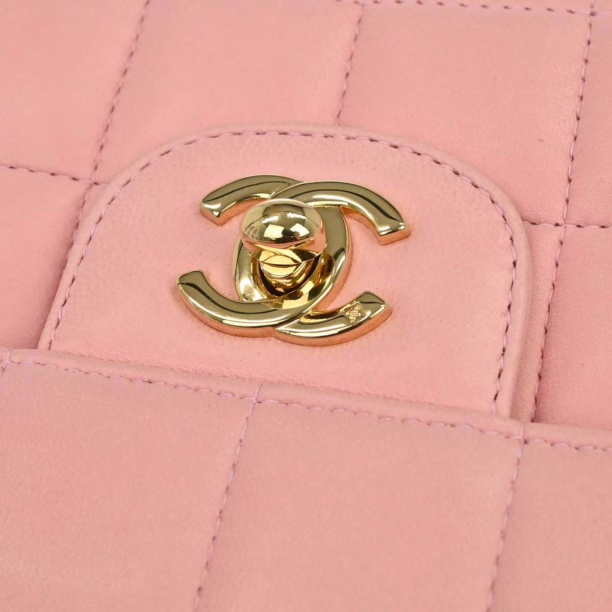 Chanel 2003-2004 Pink Lambskin Choco Bar East West Shoulder Bag