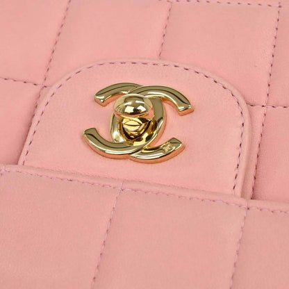 Chanel 2003-2004 Pink Lambskin Choco Bar East West Shoulder Bag
