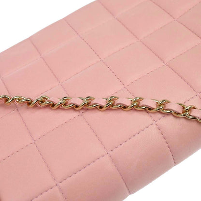 Chanel 2003-2004 Pink Lambskin Choco Bar East West Shoulder Bag