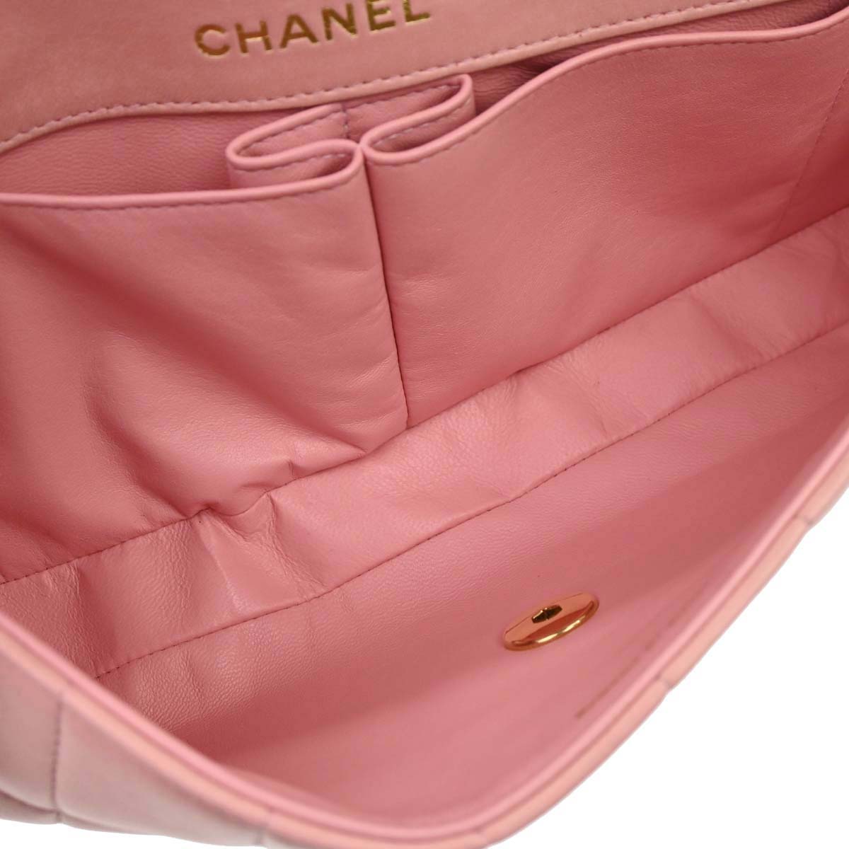 Chanel 2003-2004 Pink Lambskin Choco Bar East West Shoulder Bag