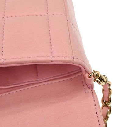 Chanel 2003-2004 Pink Lambskin Choco Bar East West Shoulder Bag