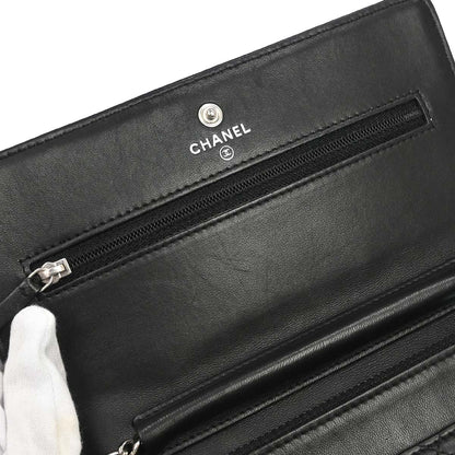 Chanel 2008-2009 Black Lambskin WOC Wallet on Chain Bag