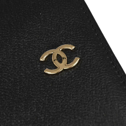 Chanel 1997-1999 Black Leather Cardholder Small Good