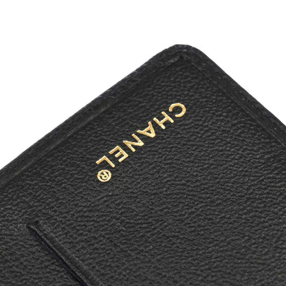 Chanel 1997-1999 Black Leather Cardholder Small Good