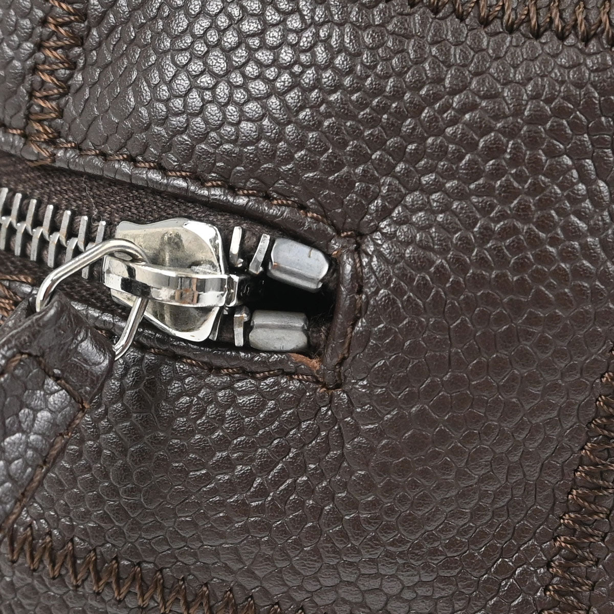 Chanel 2005-2006 Brown Caviar Skin Choco Bar Wild Stitch Handbag
