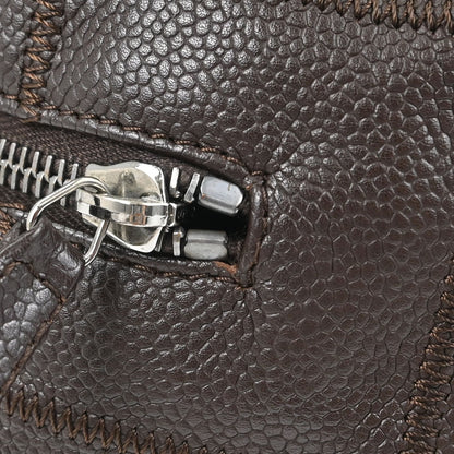 Chanel 2005-2006 Brown Caviar Skin Choco Bar Wild Stitch Handbag