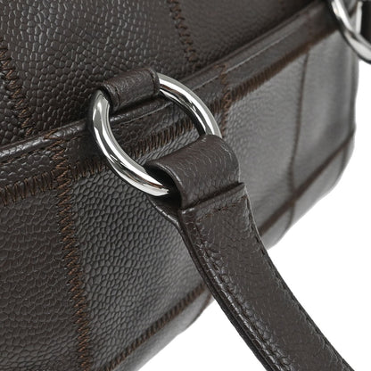 Chanel 2005-2006 Brown Caviar Skin Choco Bar Wild Stitch Handbag