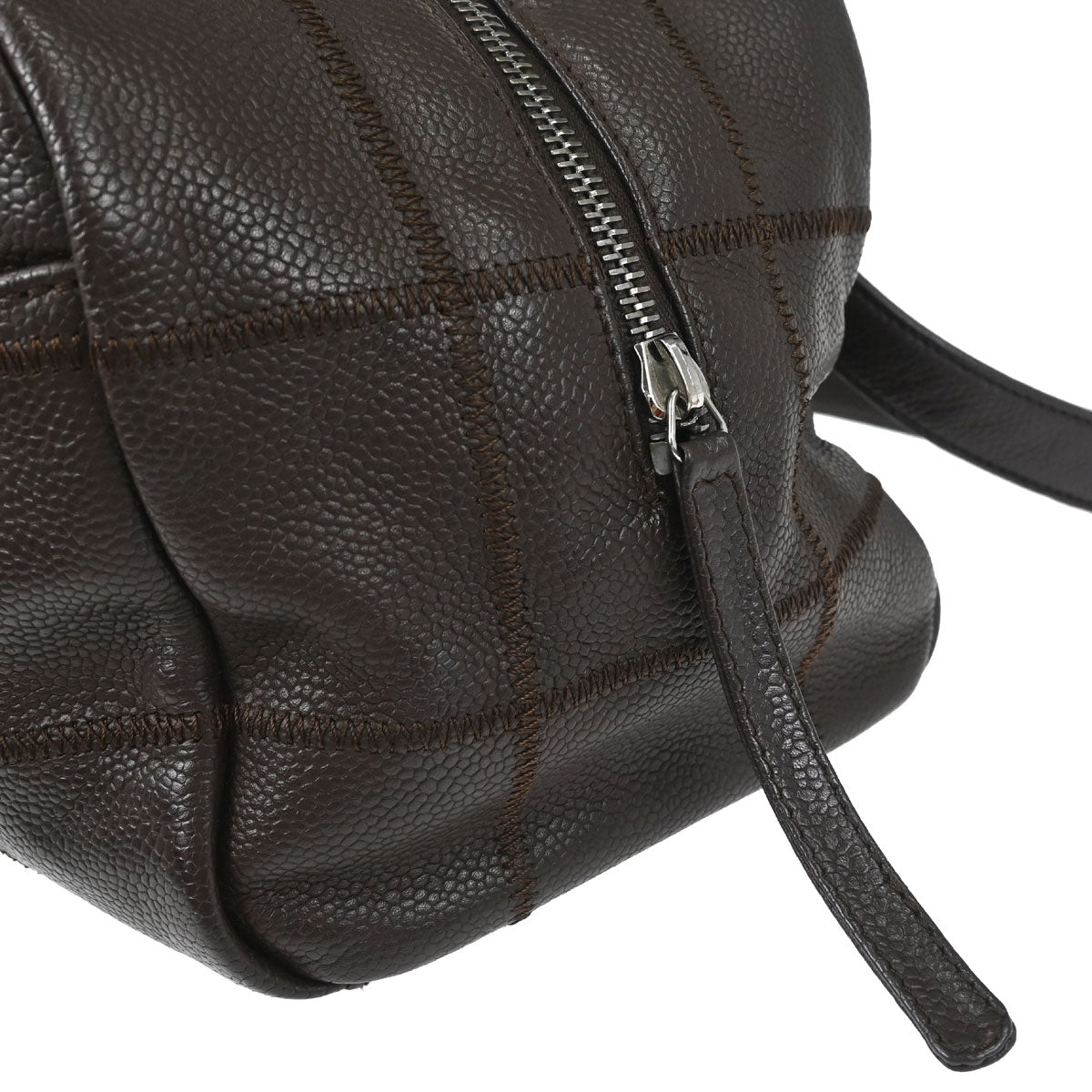 Chanel 2005-2006 Brown Caviar Skin Choco Bar Wild Stitch Handbag