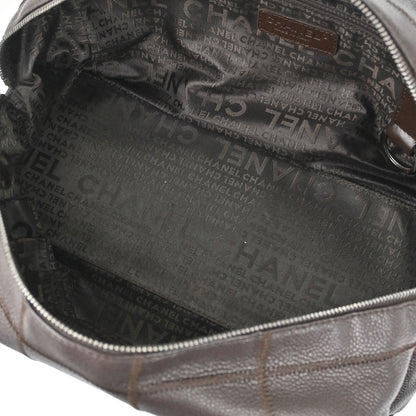 Chanel 2005-2006 Brown Caviar Skin Choco Bar Wild Stitch Handbag