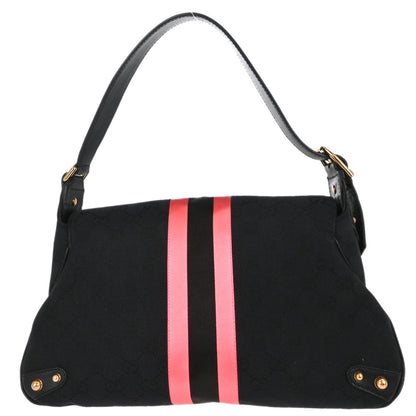 Gucci Black Pink Canvas GG Horsebit Handbag