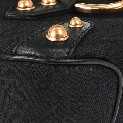 Gucci Black Pink Canvas GG Horsebit Handbag