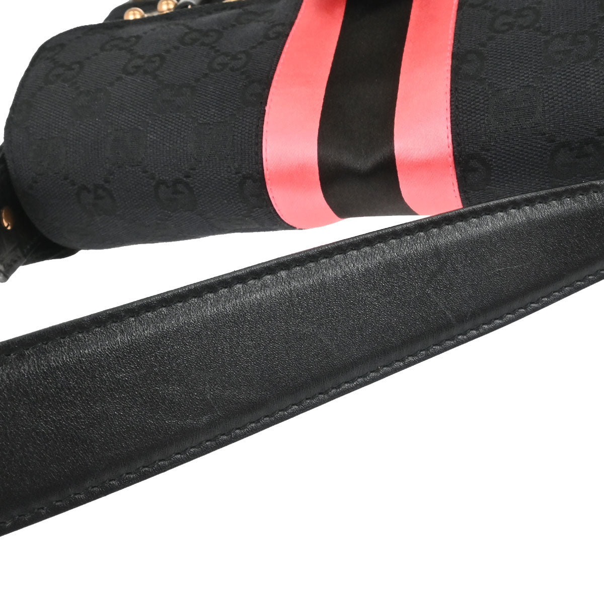 Gucci Black Pink Canvas GG Horsebit Handbag