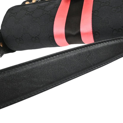 Gucci Black Pink Canvas GG Horsebit Handbag