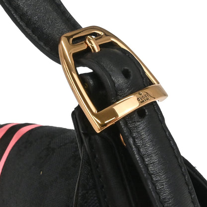Gucci Black Pink Canvas GG Horsebit Handbag