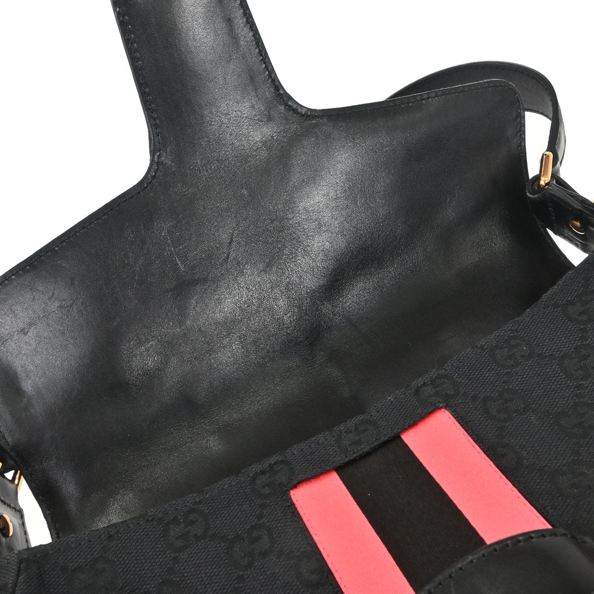 Gucci Black Pink Canvas GG Horsebit Handbag