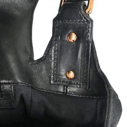 Gucci Black Pink Canvas GG Horsebit Handbag