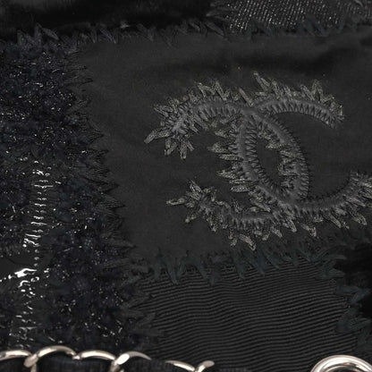 Chanel 2018 Black Tweed Patchwork Chain Tote Bag