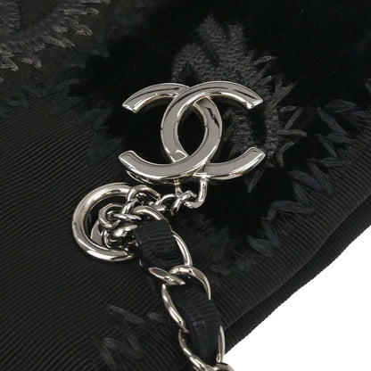 Chanel 2018 Black Tweed Patchwork Chain Tote Bag